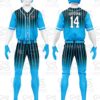 Custom sublimated baseball jersey with team logo, player name, and number manufactured for wholesale sportswear brands.