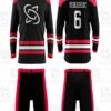 Private label custom ice hockey uniforms manufactured for sportswear brands and wholesale distributors.