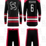 Private label custom ice hockey uniforms manufactured for sportswear brands and wholesale distributors.